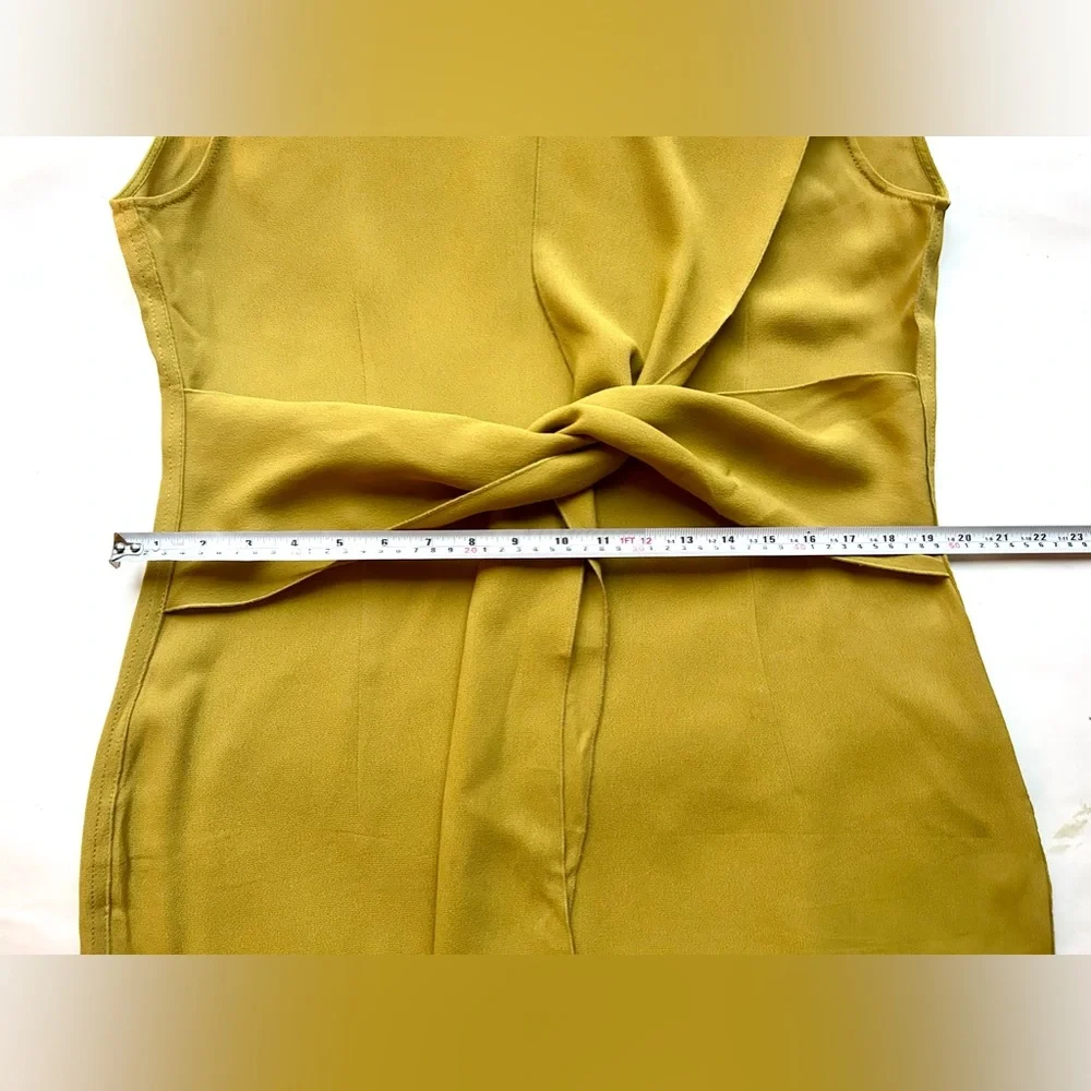 ARKET Crêpe Knot Dress - Mustard yellow Size large midi - Picture 10 of 14